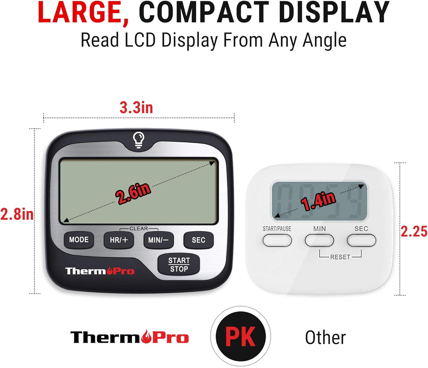 TempPro TM01 Kitchen Timers for Cooking with Count Up Countdown Timer, Digital Timer for Kids Students with Touch Backlight, Study Timers for Classroom Teacher Supplies(Previously ThermoPro)