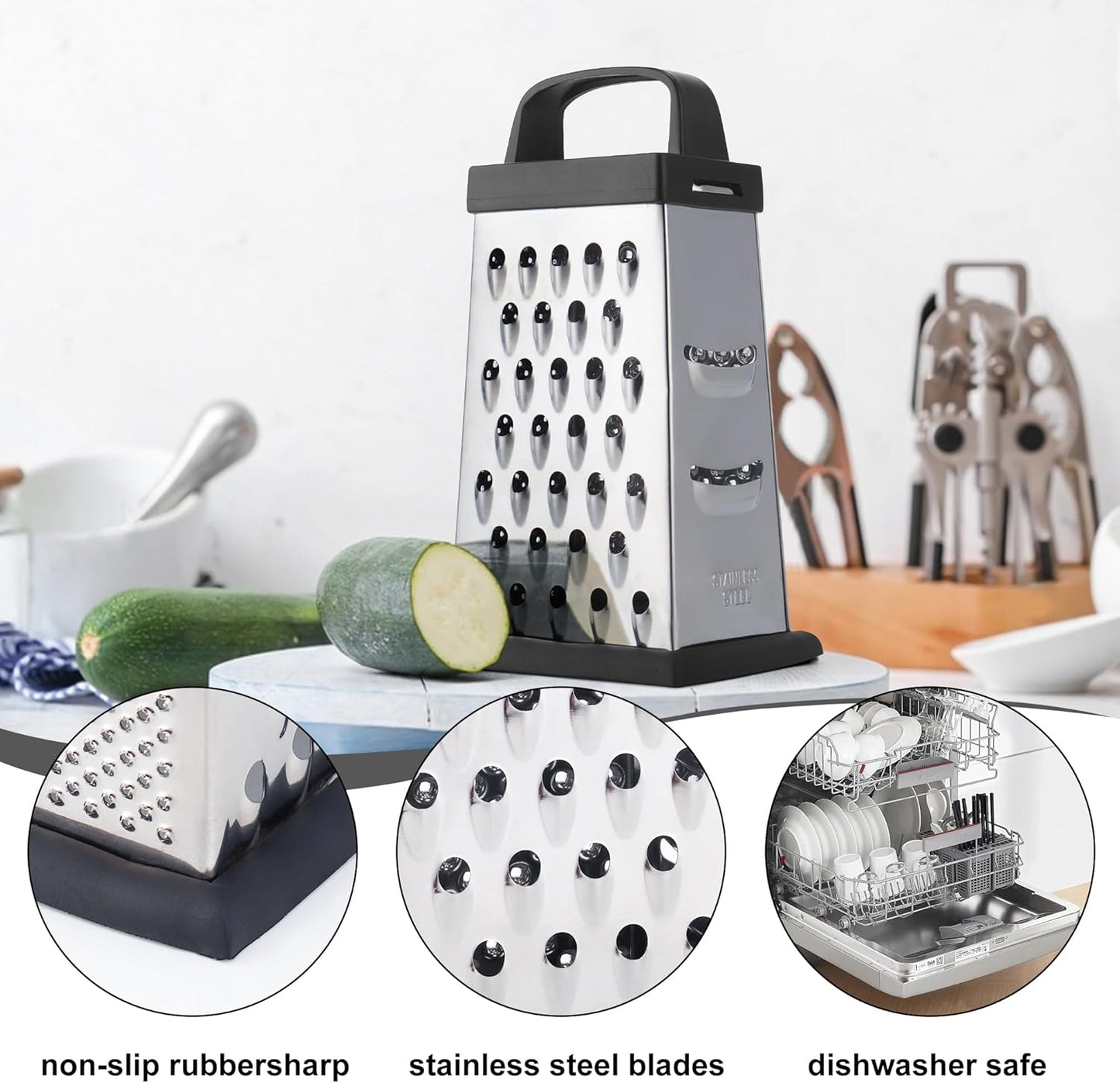 Cheese Grater Box Grater (Rotary hand safeguard White)