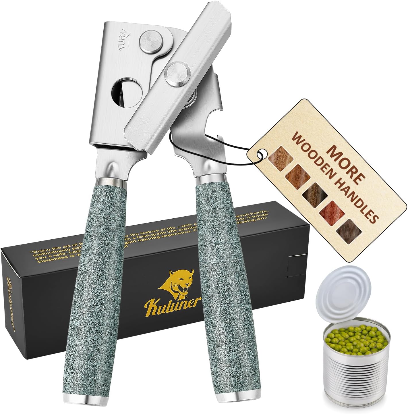 Upgraded Efficient Manual Can Opener - Selected Solid Wood Handle, Sharp and Smooth Blade Edge, Portable Design, Easy-Open Large Knob, Versatile for Various Bottle Caps（Rosewood）