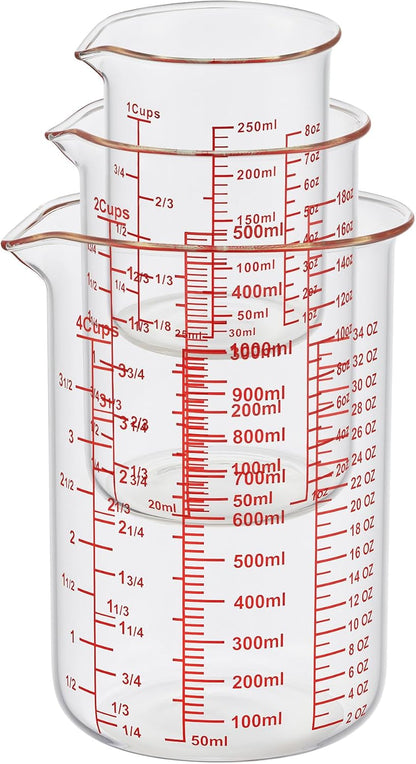 High Borosilicate Glass Measuring Cup-V-Shaped Spout，Glass Measuring Beaker for Kitchen or Restaurant, Easy to Read, 60 ML (2 Oz)-Pack of 2