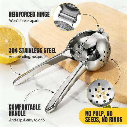 Lemon Squeezer, Sopito All 304 Stainless Steel Lemon Juicer Heavy Duty Large Citrus Juicer Hand Press Lime Squeezer for Seedless Juicing, Non-Slip Grip