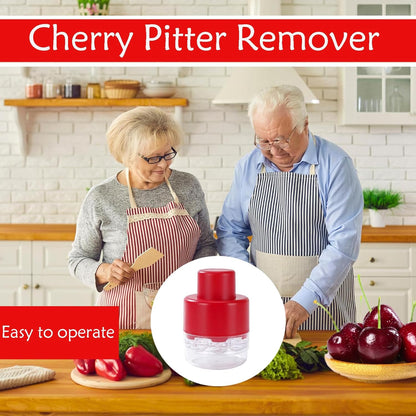 Cherry Pitter Tool,7-Hole Adjustable Fruit Seed Remover with Push-Down Design, Portable for Kitchen, Bakery & Fruit (White)