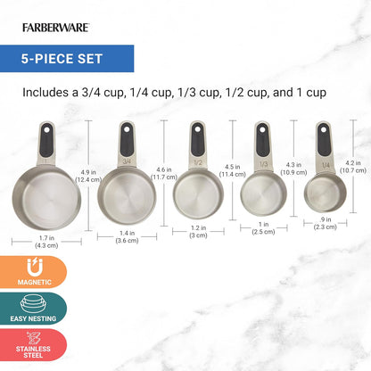 Farberware Professional Stainless SteelMeasuring Spoons Precision and Ease in Every Scoop, Features Magnetic Handles for Easy Storage, Dishwasher Safe