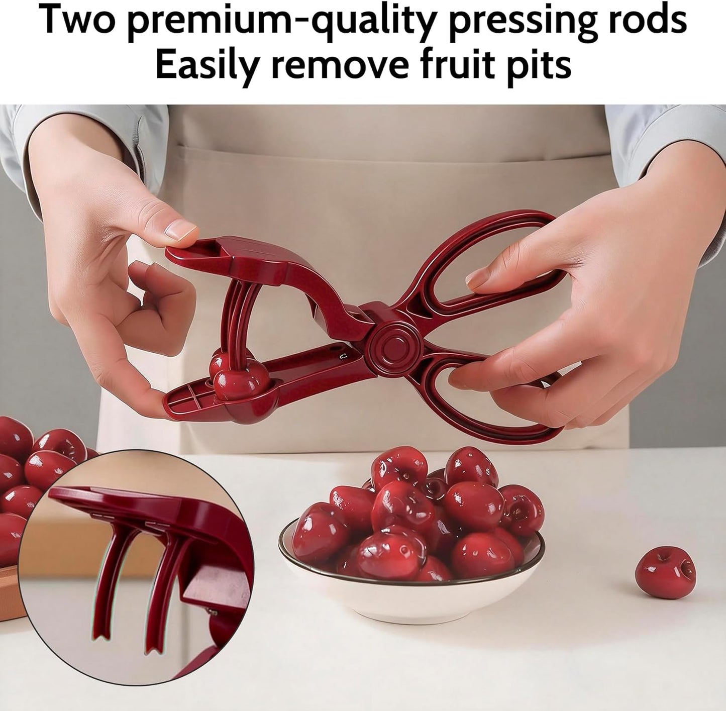 Cherry Pitter, Cherries Corer with Hand-held Push Design Olive and Cherry Pitters Corer Tool Quick Portable Pitting Tool for Making Jam (Red)