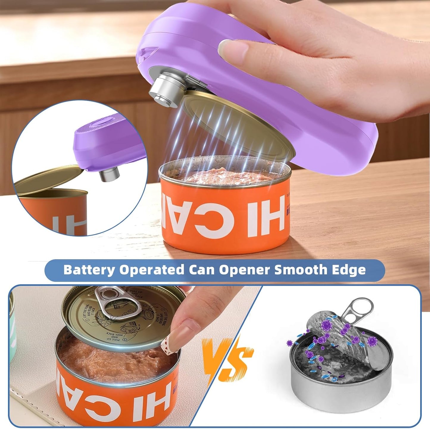 Electric Can Opener, Rechargeable Can Openers for Seniors & Arthritis, One-Touch Automatic Can Opener, Hands-Free, Smooth Edge, Compact, Kitchen Gadgets