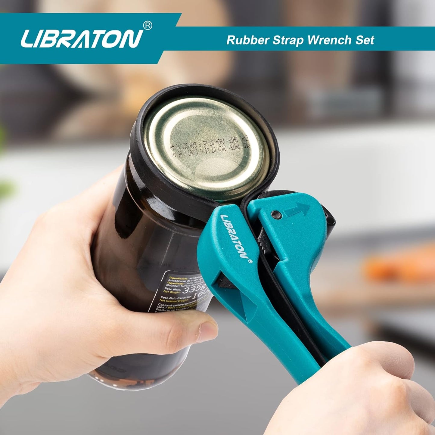 LIBRATON Strap Wrench 2-piece Multifunctional Adjustable Wrench Tools Oil Filter, Jar Opener