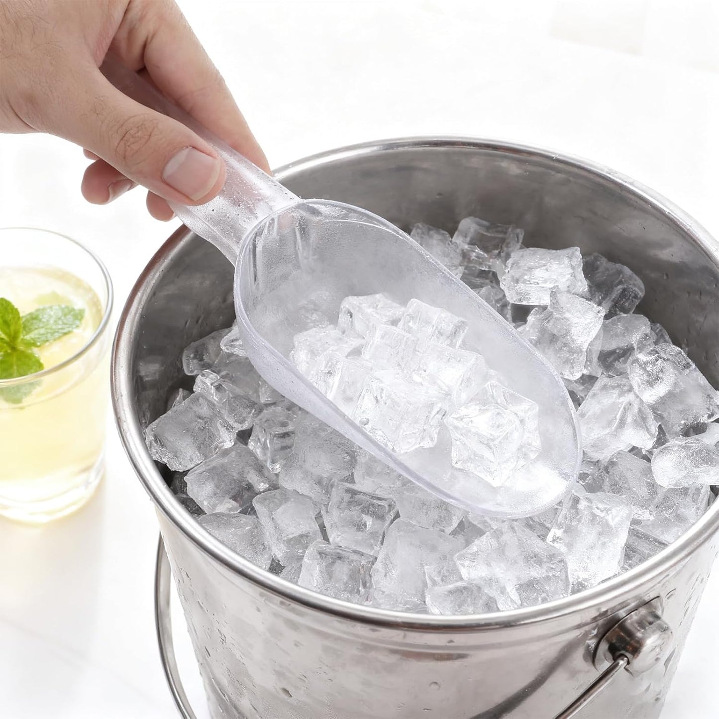 Plastic ice scoop for freezer - 12oz ice scoop BPA-FREE polycarbonate scoop with ergonomic handle, ideal for ice maker,ice cube, ice bucket, coffee beans, popcorn,ice cream, dishwasher safe (1 Pack)M
