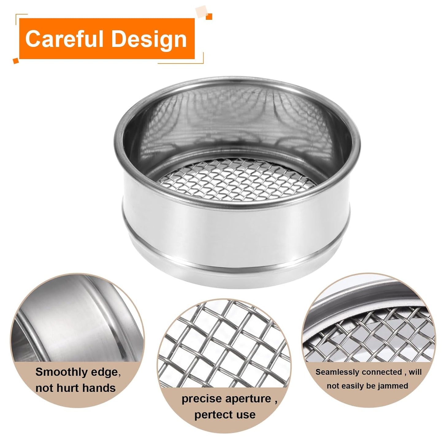 PATIKIL 150 Mesh Lab Sieve, 4" Diameter Test Sieve 304 Stainless Steel Wire Cloth (0.1mm) for Industrial Laboratory