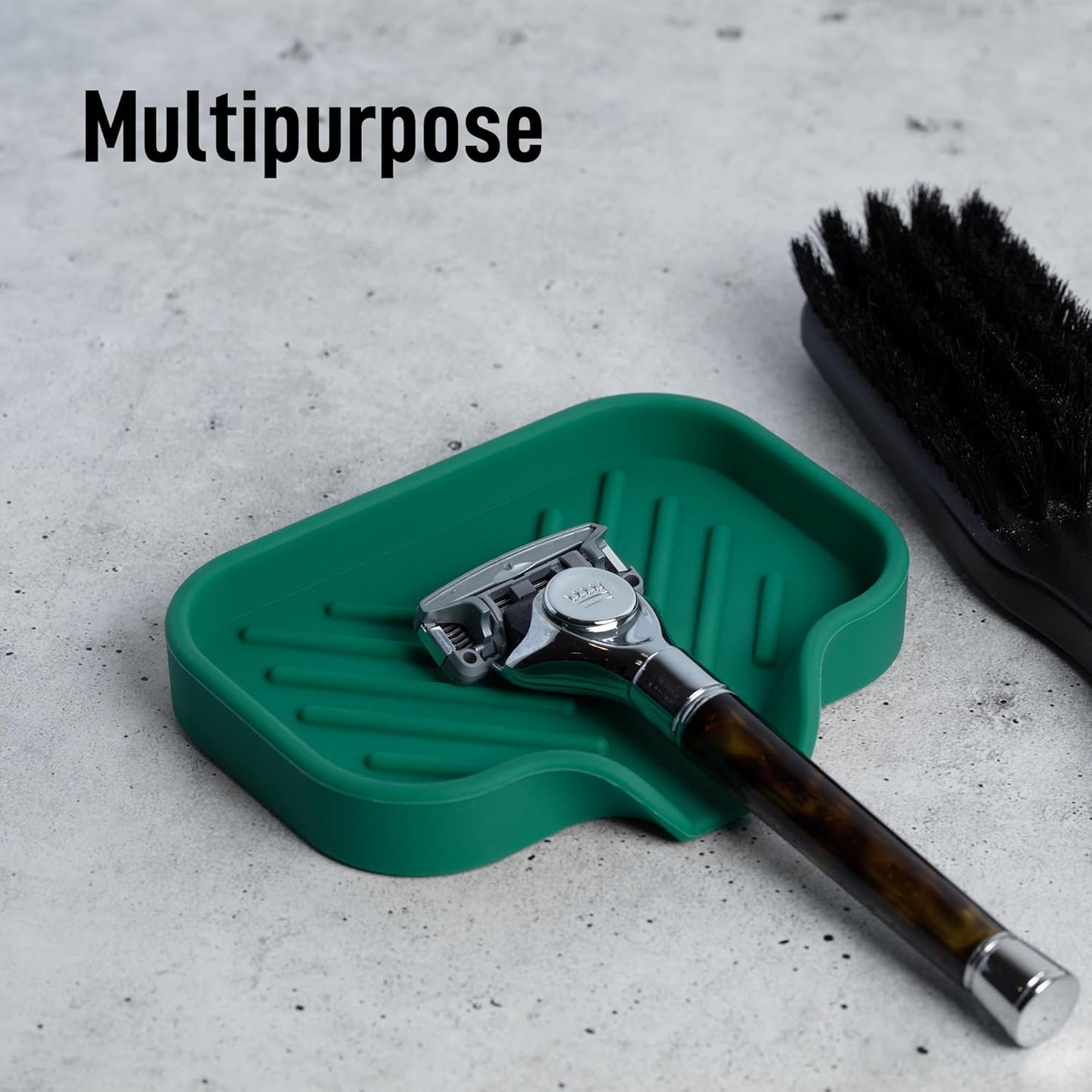 Zulay Kitchen (9x3.5in Sponge Holder for Kitchen Sink - Flexible Heavy-duty Multipurpose Sink Caddy - Counter Organizer for Kitchen, Bathroom, Makeup, Trinkets & More! (Grey)