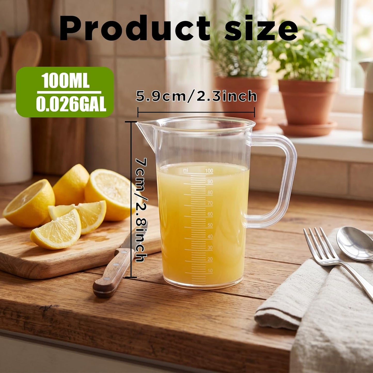 ASEVAT 3-Piece Liquid Measuring Cups Set, 100ml 300ml 1000ml Clear Plastic Measuring Cup with Spout, BPA Free Nesting Measuring Tools for Kitchen Cooking & Baking