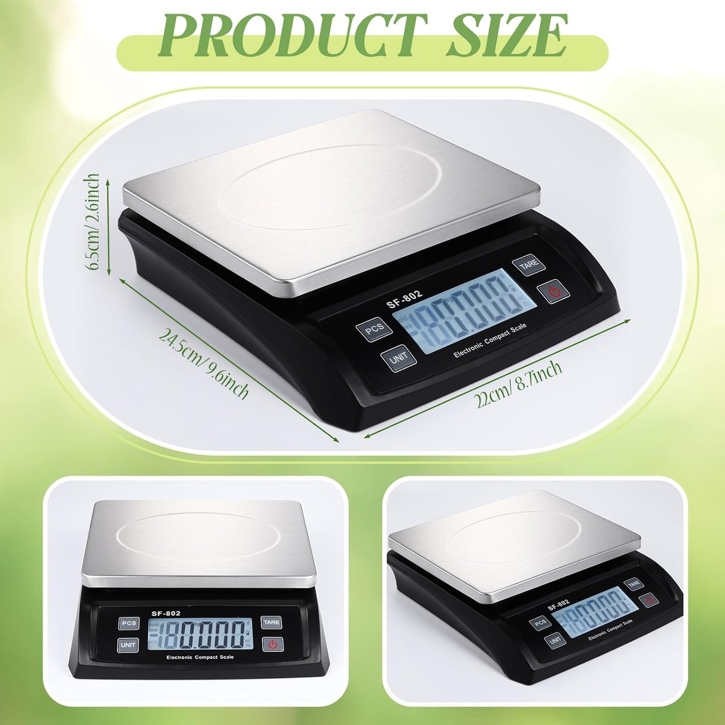 Copkim Large Digital Kitchen Scale 66LB 30kg Commercial Food Scale Stainless Bread Scale with LCD Display Commercial Weighing Devices for Baking Cooking(Silver)