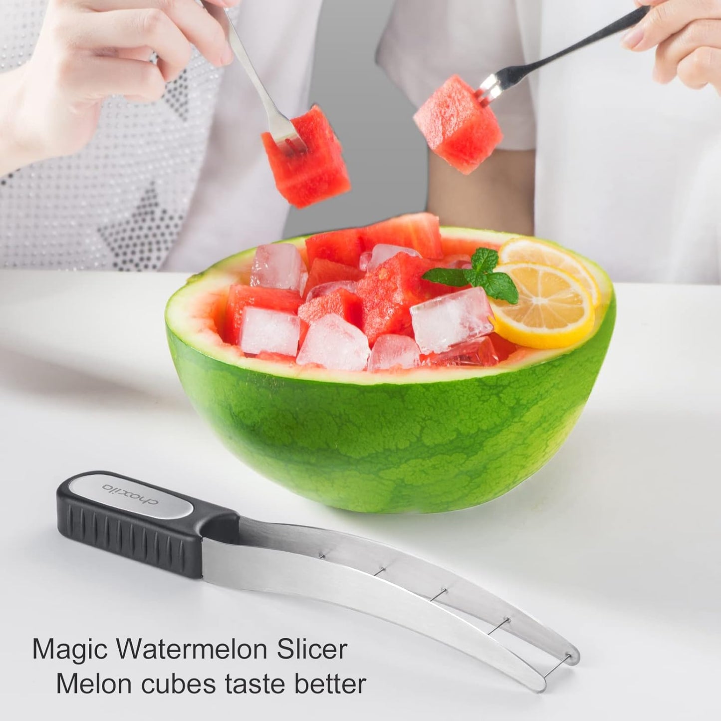 Choxila [Good Grip] Watermelon Cutter Slicer Stainless Steel,Cube Cutter Corer Fruit Vegetable Tools Knife Melon Baller for Kitchen Gadget