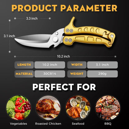 Dream Reach Poultry Shears, Heavy Duty Kitchen Shears with Serrated Edge, No Rust Spring Loaded, Multipurpose Stainless Steel Kitchen Scissors for Chicken, Bone, Meat, Turkey, Fish Thanksgiving Gifts