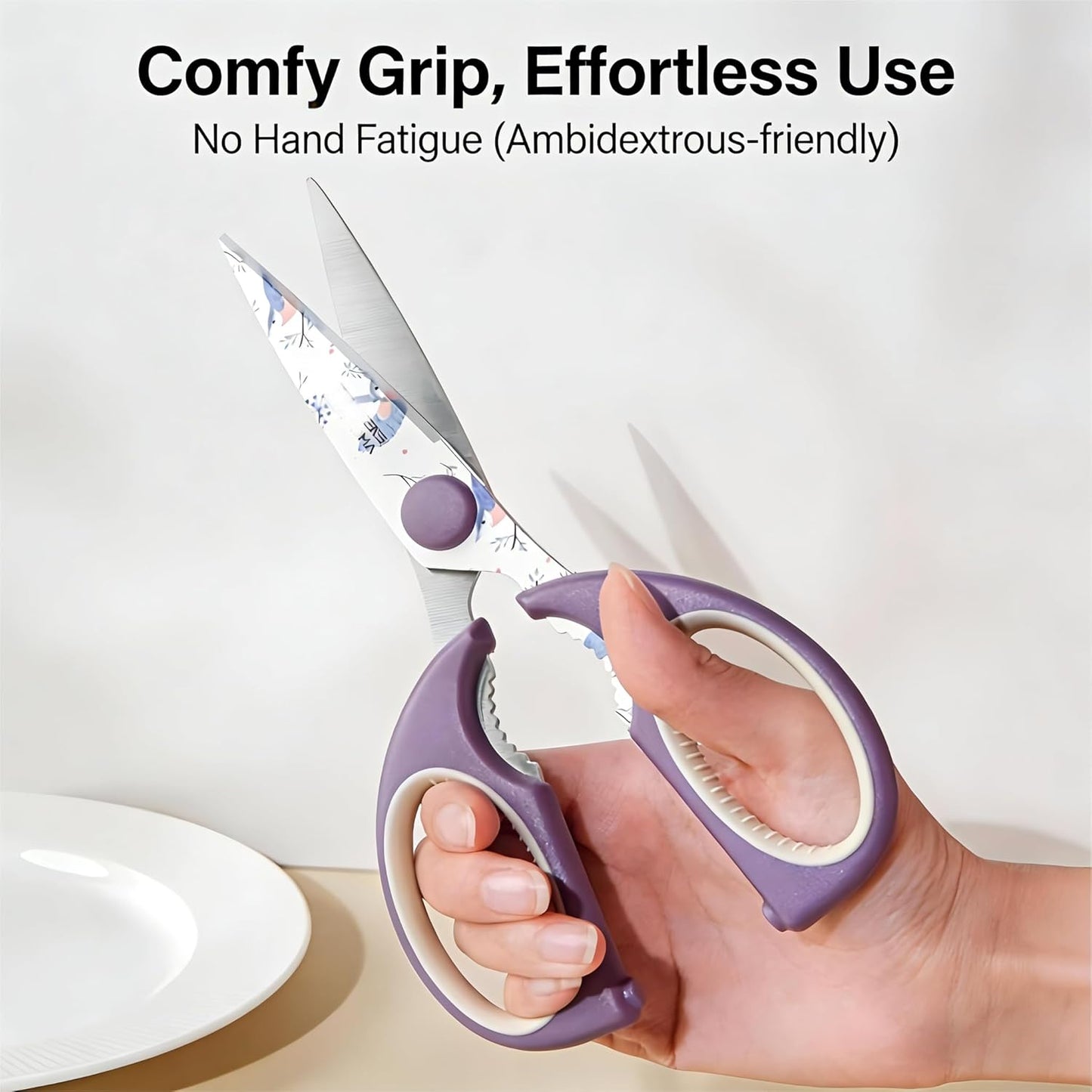 Kitchen Shears Scissors, ARCHIKING 7.7inch Gold Titanium Plated Scissor-Meat and Poultry Shears, Dishwasher Safe, Acrylic Handel All Purpose Stainless Steel Utility Scissor - Diamond Clear