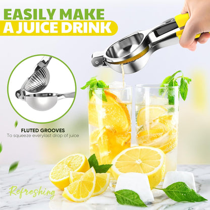 Lemon Squeezer Large, Lemon Squeezer Juicer Stainless Steel, Heavy Duty Manual Citrus Juicer Hand Press, Kitchen Tools Lime Squeezer Bar Tool, Easy to Clean Metal Lemon Hand Press