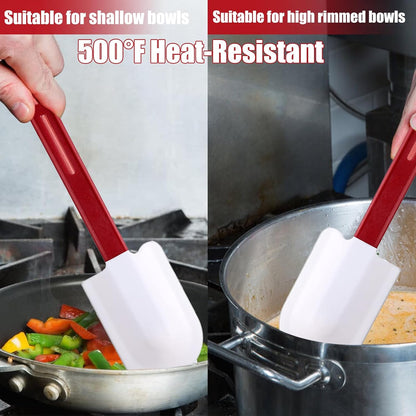 6 Pcs Rubber Spatulas Silicone Heat Resistant, 10 Inch 14 Inch Commercial High Temp Silicone Spatula Set with Long Handle, Nonstick Rubber Scrapers for Kitchen Use Cooking Mixing Frying Baking Utensil