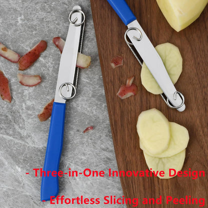 2 Pcs Julienne Peeler Vegetable Peeler, Stainless Steel Vegetable Julienne Peeler and Slicer, Quick Slicing Knife Household Spring Fruit Knife, Veggie Peelers with Removable Spring