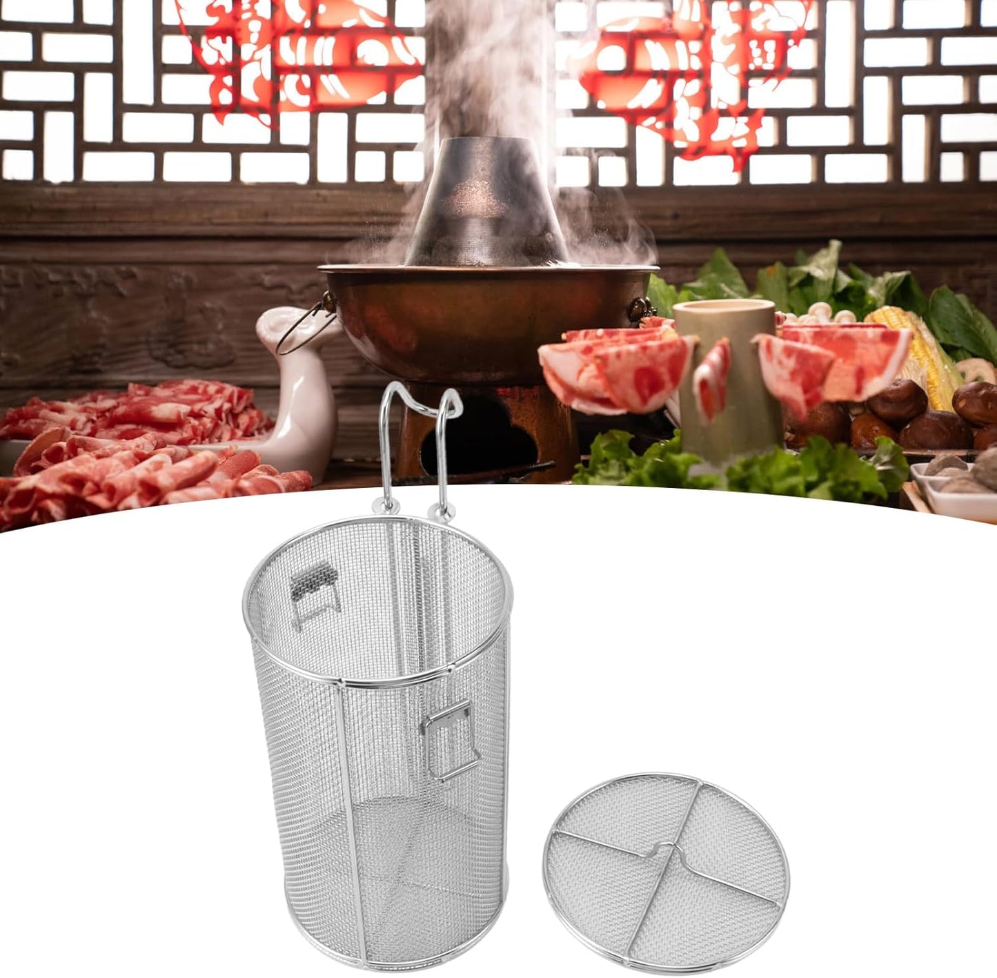 Stainless Steel Spice Seasoning Strainer, Collapsible Tea Strainer, Soup Seasonings Seperation Basket with High Extension Handle Design for Cooking Brines Soups Spices