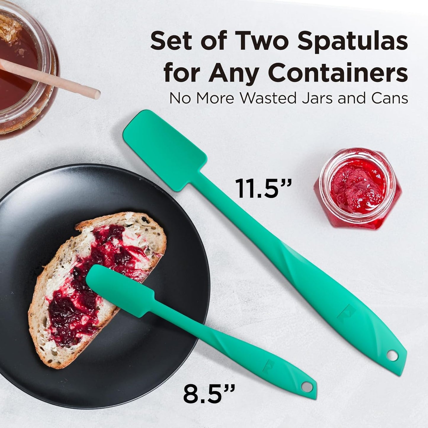 Kitchen Mama WaltzGrip Platinum Silicone Jar and Can Spatula Set: Heat-Resistant, Dishwasher Safe, Ergonomic Grip, Perfect for Mixing and Scraping, Nonstick Cookware (Red)