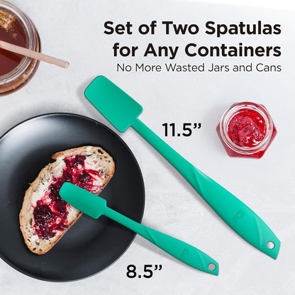 Kitchen Mama WaltzGrip Platinum Silicone Jar and Can Spatula Set: Heat-Resistant, Dishwasher Safe, Ergonomic Grip, Perfect for Mixing and Scraping, Nonstick Cookware (Red)