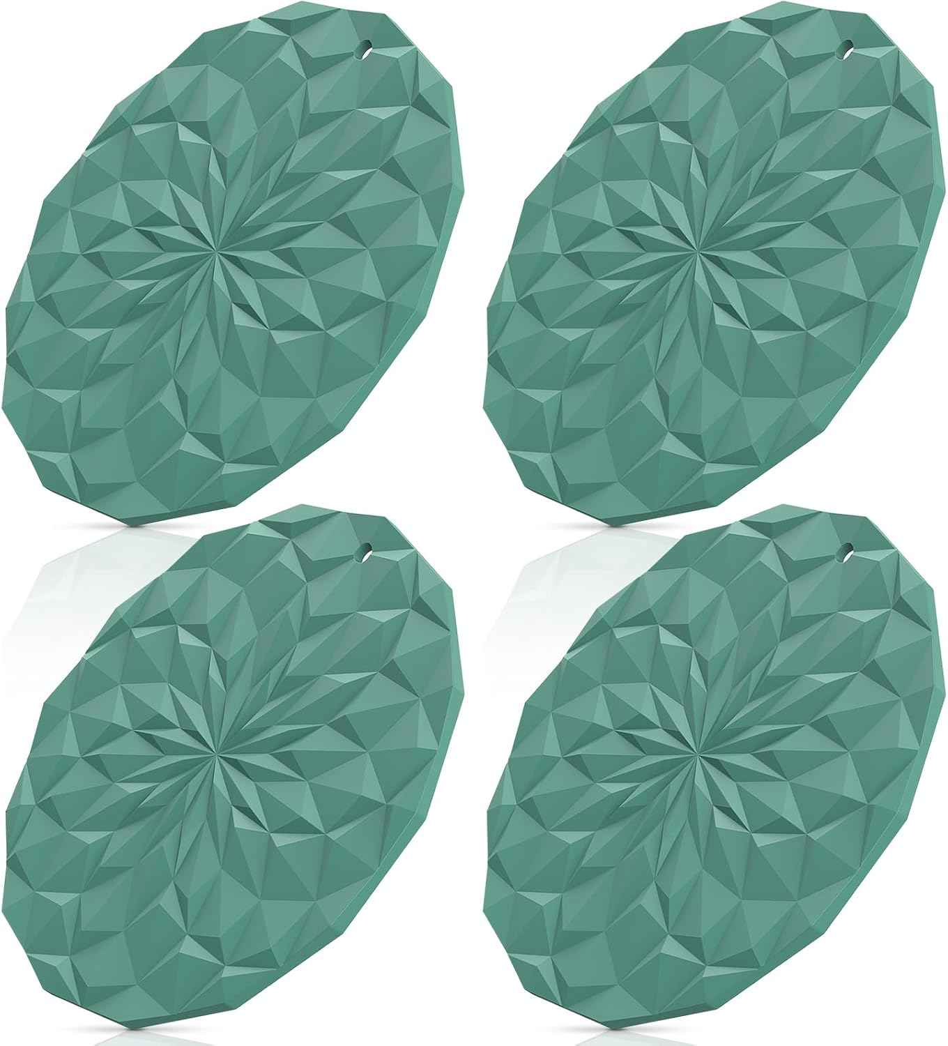 ME.FAN Silicone Trivet Mats - 4 Pack Pot Holders - 7.4'' Thickened Hot Pads for Hot pots, Pans and Dishes, Heat Resistant Silicone Trivet for Table and Counter Top Desert Sage