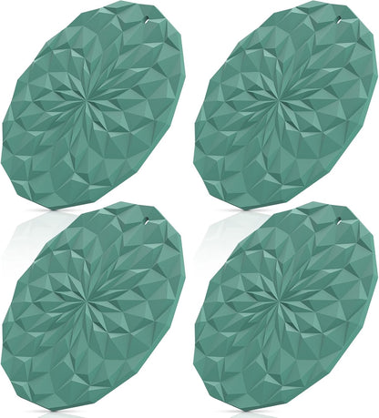 ME.FAN Silicone Trivet Mats - 4 Pack Pot Holders - 7.4'' Thickened Hot Pads for Hot pots, Pans and Dishes, Heat Resistant Silicone Trivet for Table and Counter Top Desert Sage