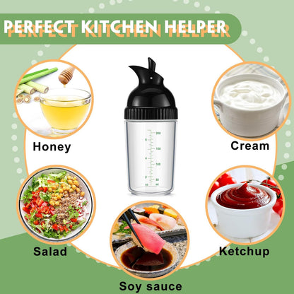 Lallisa 3 Pcs Salad Dressing Shaker 7 oz Salad Dressing Dispenser Mixer Shaker for Soy Sauce Vinaigrette Kitchen Spice Oil Vinegar Container (Black)