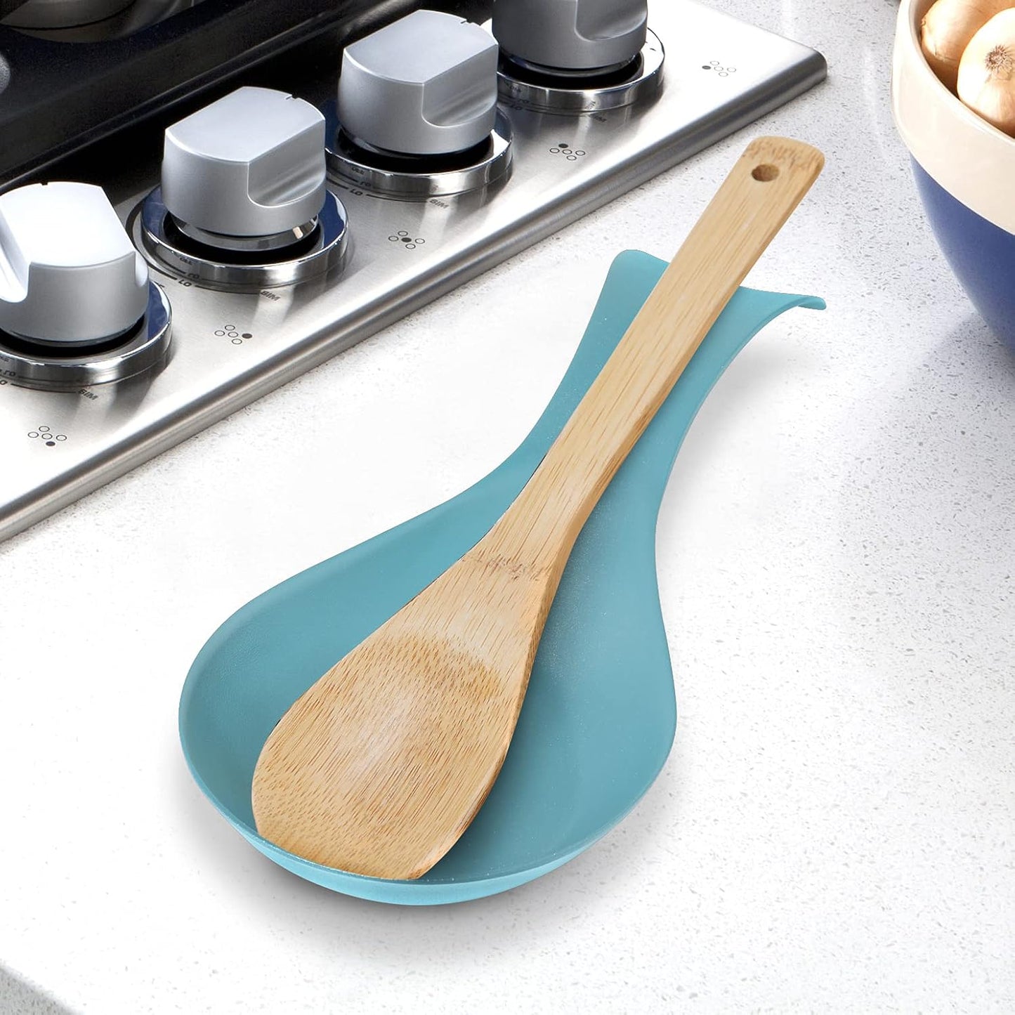 OGGI Stainless Steel Spoon Rest- Long Handle Holds Kitchen Utensils in Place, Great Spoon Rest for Counter, Stove Top, or Coffee Station; Kitchen Accessories, Utensil Rest, Black