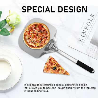 Perforated Pizza Peels 6 INCH pizza spatula paddle Long Handle Metal Pizza Spatula for Indoor and Outdoor (6 Inch)