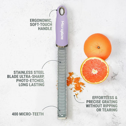 Premium Classic Series Zester - Pomegranate Red | Lemon Zester tool, Hard Cheese & Vegetable Grater | For Citrus, Parmesan Cheese, Garlic, Ginger, Nutmeg | Fine Stainless Steel Blade, Made in USA