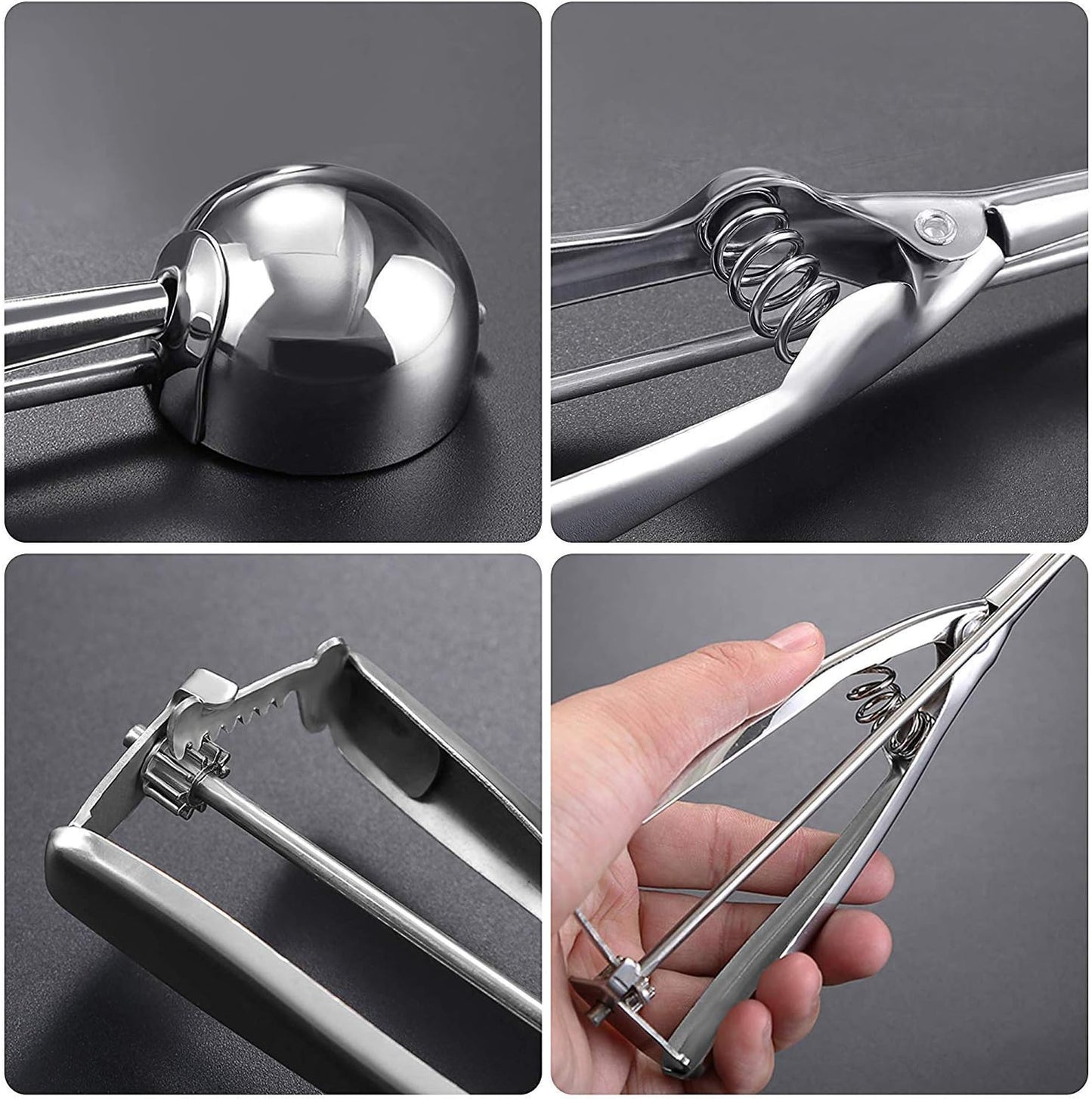 Ice Cream Scoop Set, Steel Ice Cream Scoop, Cookie Dough Metal Cupcake spoons Include Large-Medium-Small Sizes Balls for Ice Cream, Cupcake, Muffin (3 PCS)