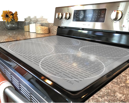 YUHFERA Stove Top Cover for Electric Stove - Silicone Stove Mat for Glass Top, Glass Cooktop Protector, XL Dish Drying Mats for Kitchen,Oven Covers for Electric Stove (Black,30 x 21)
