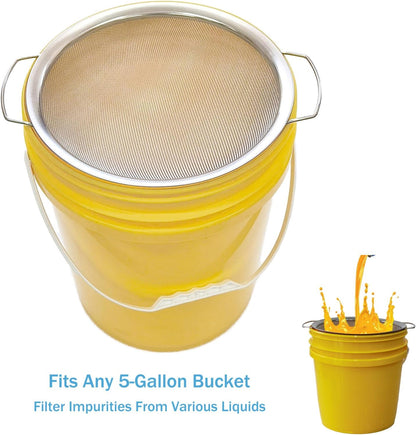 Stainless Steel 60 Mesh Paint Strainer Fits Nicely Over a 5 Gallon Bucket and Filters Out Particulates From Almost Any Liquid, Easy to Use and Clean (1PCS)