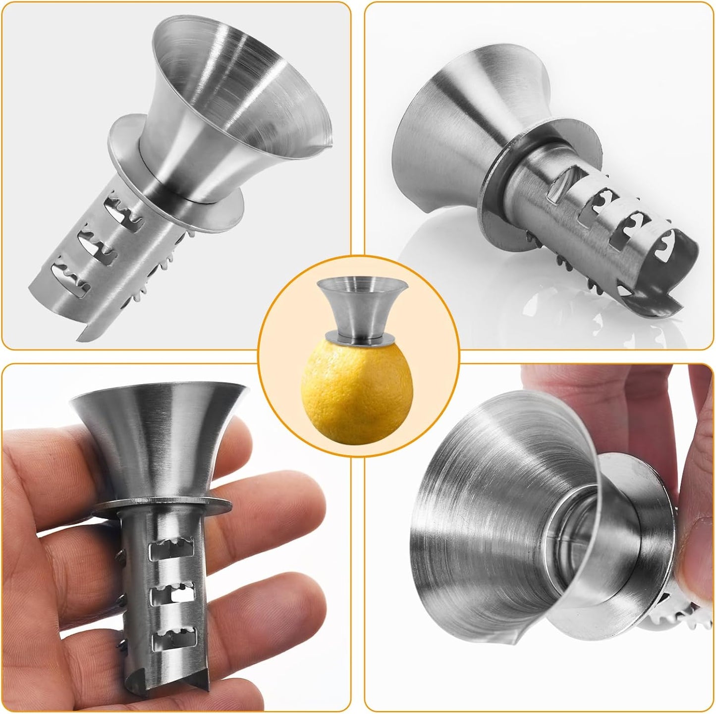 1Pc 18/8 Stainless Steel Manual Lemon Juicer Squeezer, Easy Squeeze Small Hand Juicer and Reamer, Hand Citrus Juicer and Lemon Pourer, Screw Limes squeezer, Dishwasher Safe (1)