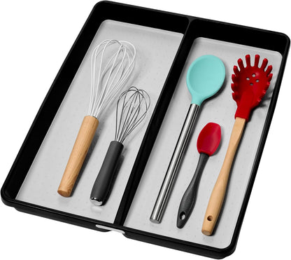 madesmart Premium Small Utensil Tray, Deep Storage for Ladles, Whisks & Serving Tools, Non Slip Lining, for Drawers & Home Organization, White