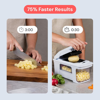 Fullstar XL Vegetable Chopper & Mandoline Slicer – Vegetable, Onion, Potato, Food, Veggie & Fruit Slicer, Dicer & Spiralizer with Pull-Out Catch Tray, Kitchen Gadgets & Gifts (6 in 1, Black/White)