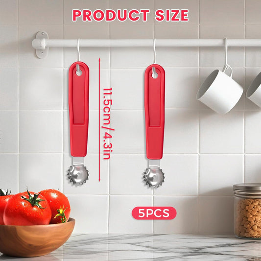 5 Pcs Tomato Corer Tool Strawberry Huller Stem Remover, Handle with hole, Stainless Steel, Fruit Corer Tool for Tomato Strawberry (Red+White)