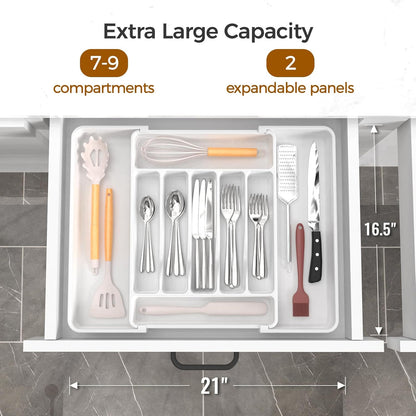ukeetap Extra Large Expandable Silverware Organizer, BPA-Free Food-Safe Cutlery Flatware Organizer, Kitchen Utensil Drawer Organizer, Adjustable Silverware Holder for Spoons Forks Knives, Black