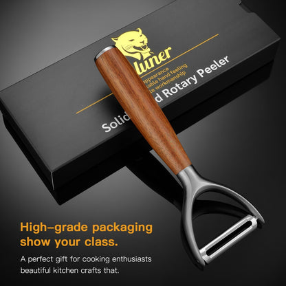 Serrated Blade Premium I Type 304 Stainless Steel Multifunctional Kitchen Peeler Real Wood Handle Ultra Sharp Blade Vegetable Potato Apple（Agarwood）