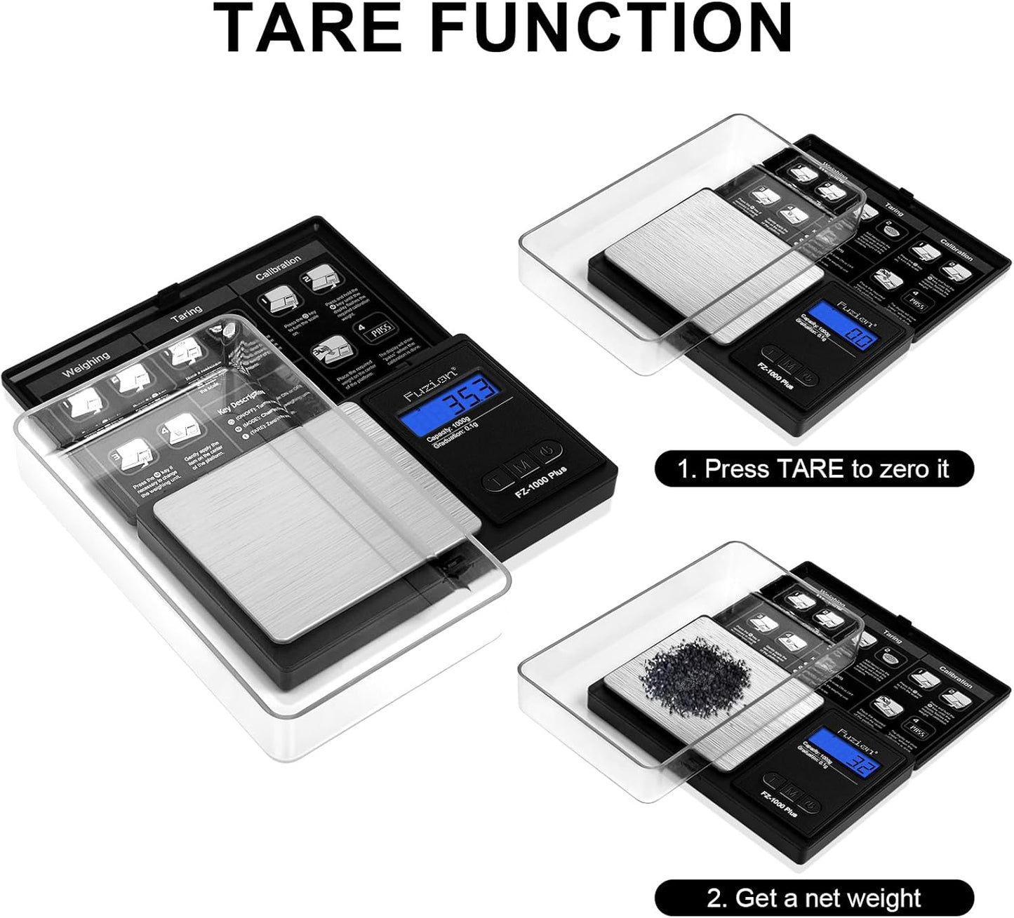 Fuzion Digital Pocket Gram Scale 1000g/0.1g, Small Digital Scales Grams Ounces Grains, Herb Scale, Jewelry Scale, Portable Travel Food Scale