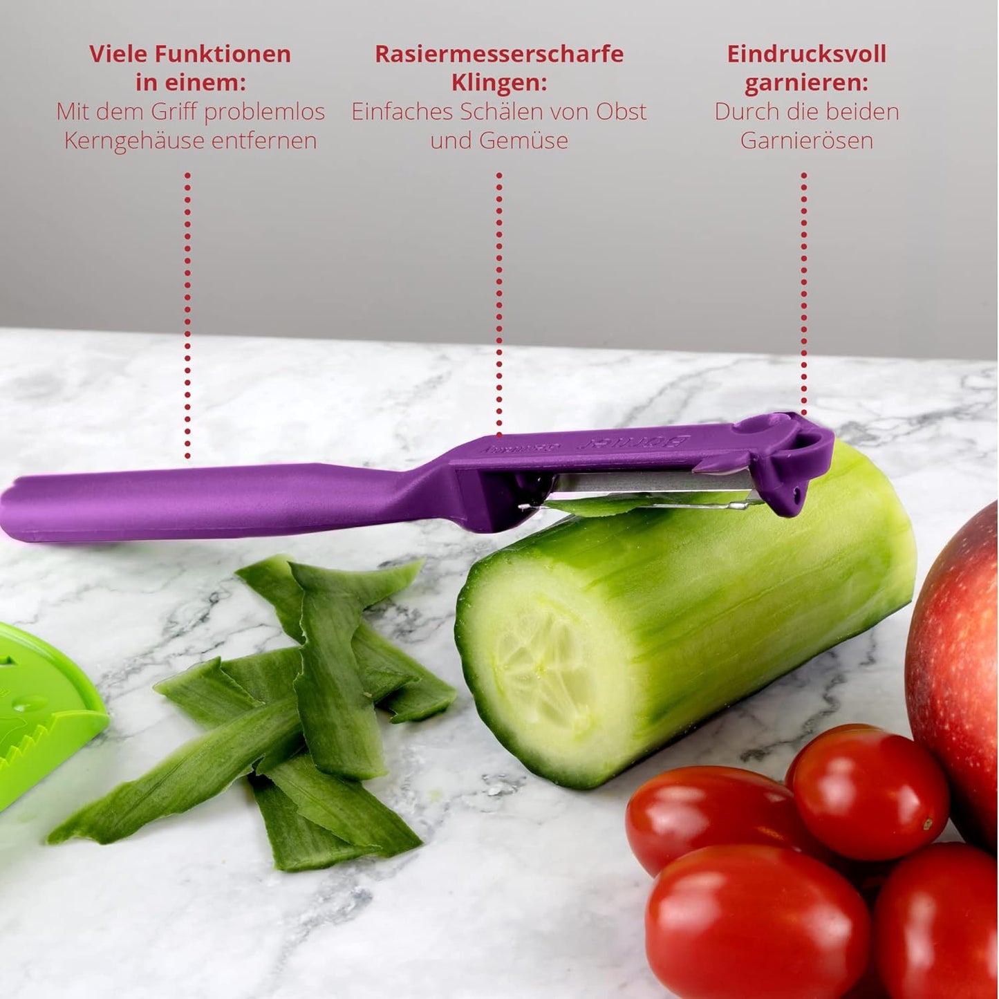 BORNER Roko PowerLine | Vegetable Grater Börner - Quality Made in Germany, Color:Orange