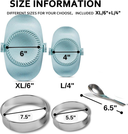 Empanada Maker Press, 6-Inch Extra Large Dumpling Maker Set with Dough Cutter, Dumpling Mold Set for Pierogi, Pastelitos, Calzone, Turnovers, Chinese Dumpling, 5Sizes (6"/5"/4"/3"/2.6")