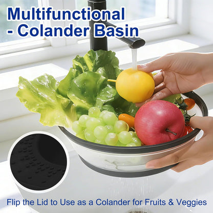 10.7 Inch Microwave Food Cover with Heat Insulation Mat, Anti-Scald Collapsible Microwave Splatter Cover, Multi-Functional as Colander & Fruit Plate, Dishwasher Safe, Ideal for Meal Prep (Gray)