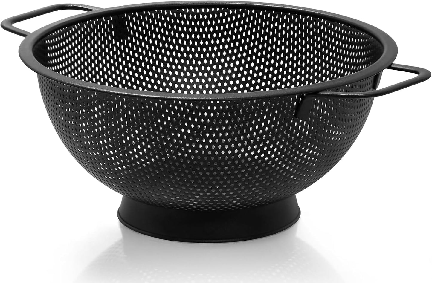 Black Colander for Kitchen, 3QT, Stainless Steel Pasta Strainer with Handle, Pasta Strainer for Fruits Vegetables Cooking Food, Dishwasher Safe