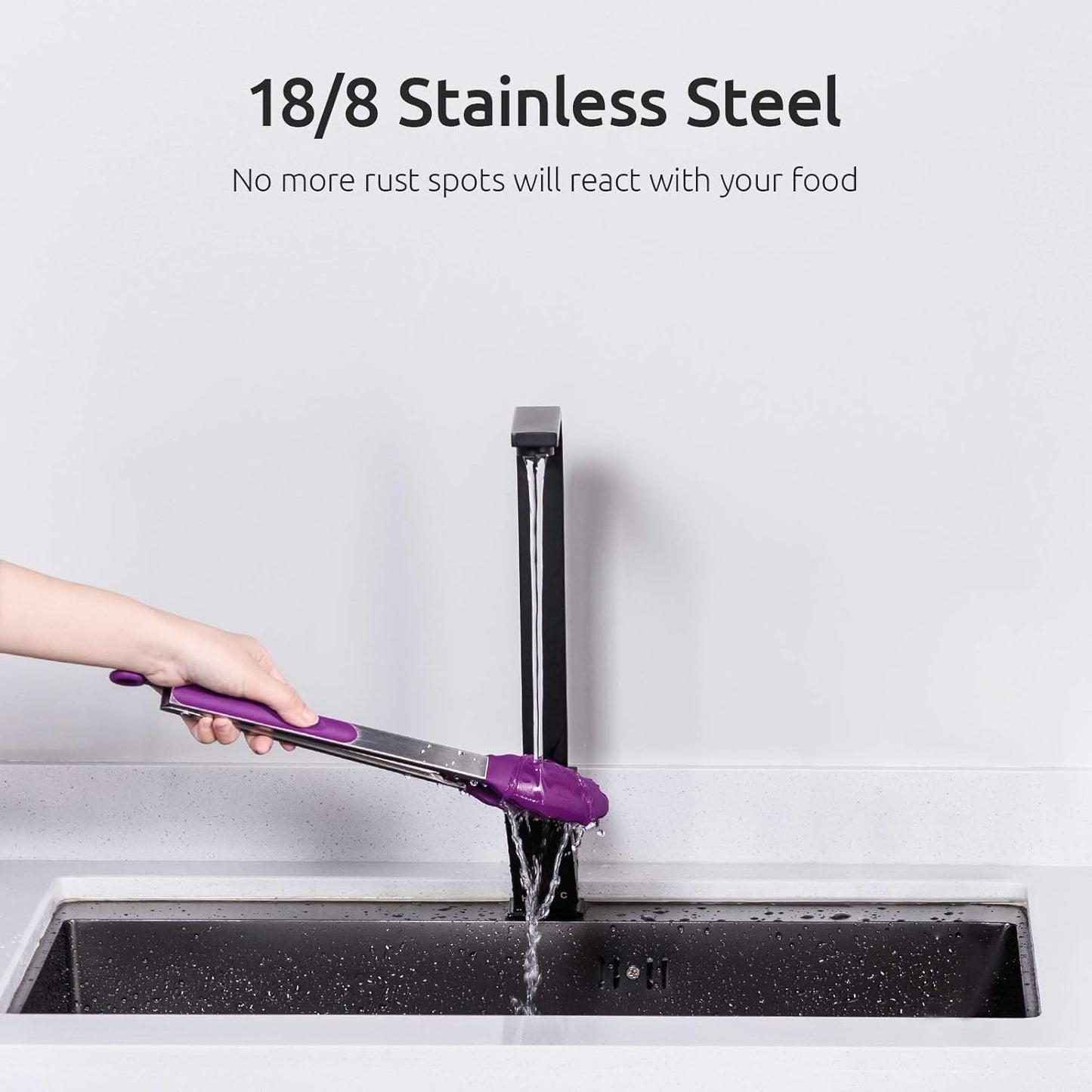 600ºF Heat Resistant Kitchen Tongs: U-Taste 7/9/12 inch Silicone Cooking Tong Set with Non Stick Rubber Tips and Silicon Coated 18/8 Stainless Steel Handle for Serving Grilling Salad(Midnight Blue)