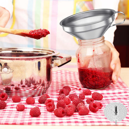 Toncoo 3 Pack Stainless Steel Funnels for Kitchen Use, Food Grade Cooking Funnel with 3 Strainer, Kitchen Funnel Set Metal Funnels for Filling Bottles