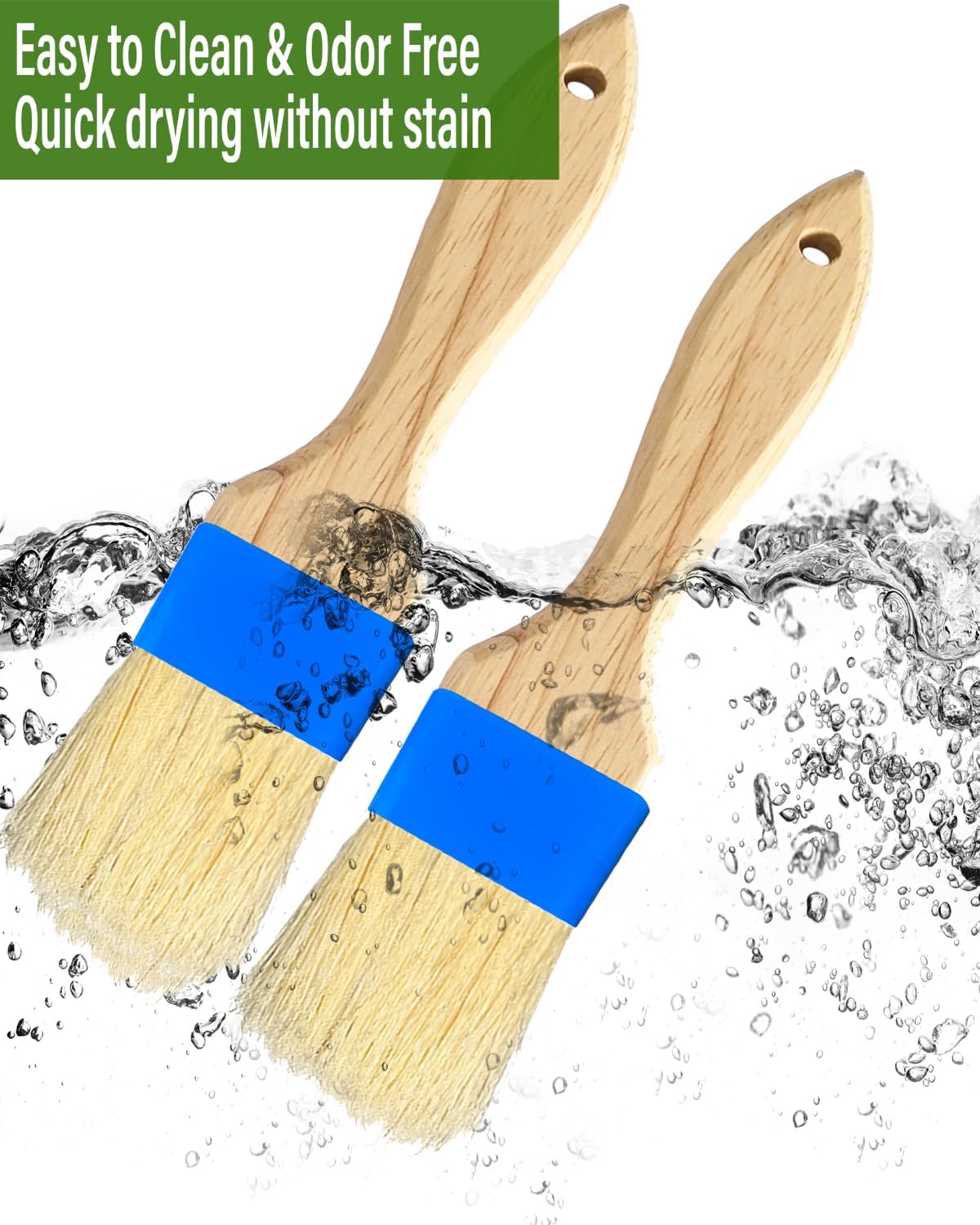 Pastry Brush,Basting Brush 2 in-Natural Boar Bristle Basting Brush for Cooking,Food Grade Brushes for Baking,Heat Resistant to Spread Oil,Sauce,Butter,Flour,Egg Wash Marinades for BBQ Barbecue(2 pc)