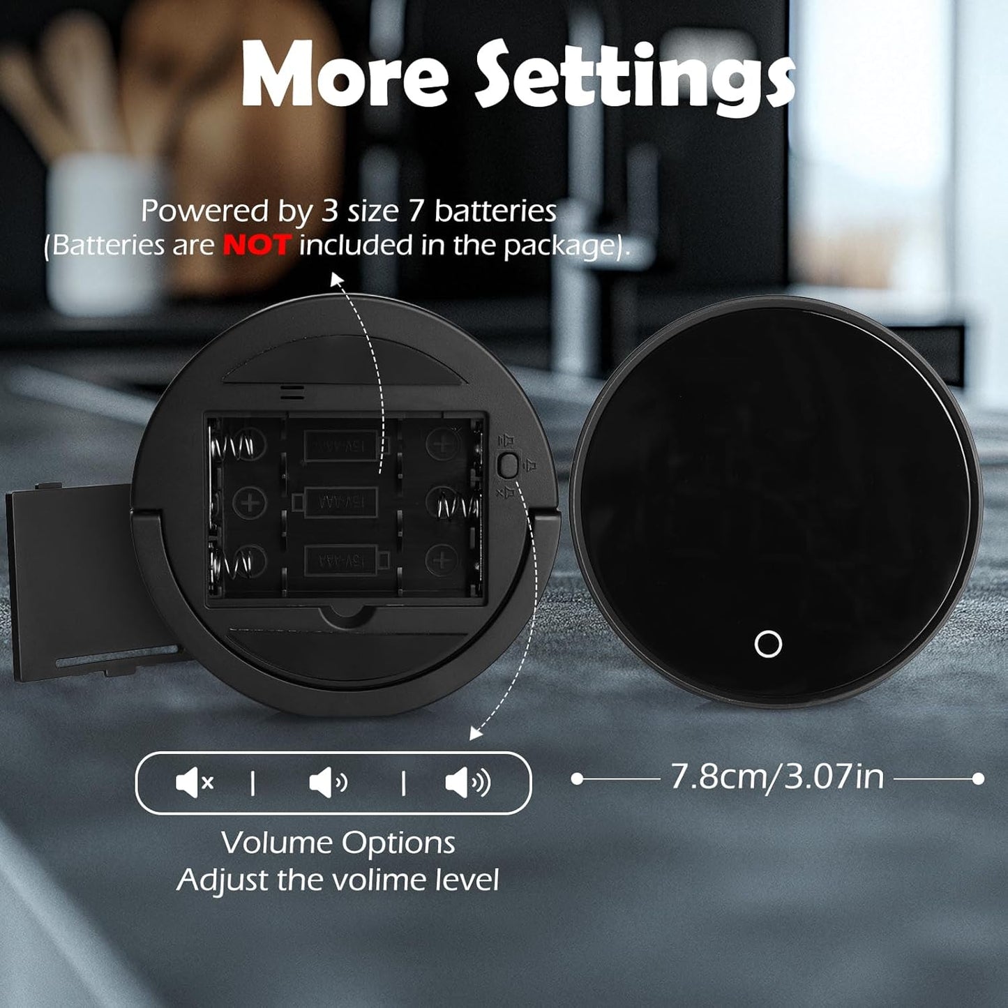 GeeRic Digital Kitchen Timers, 199 Minutes Countdown Countup Rotary Timer, Large LED Stopwatch, Volume Adjustable Kitchen, Study, Workout, and Office Timer Black