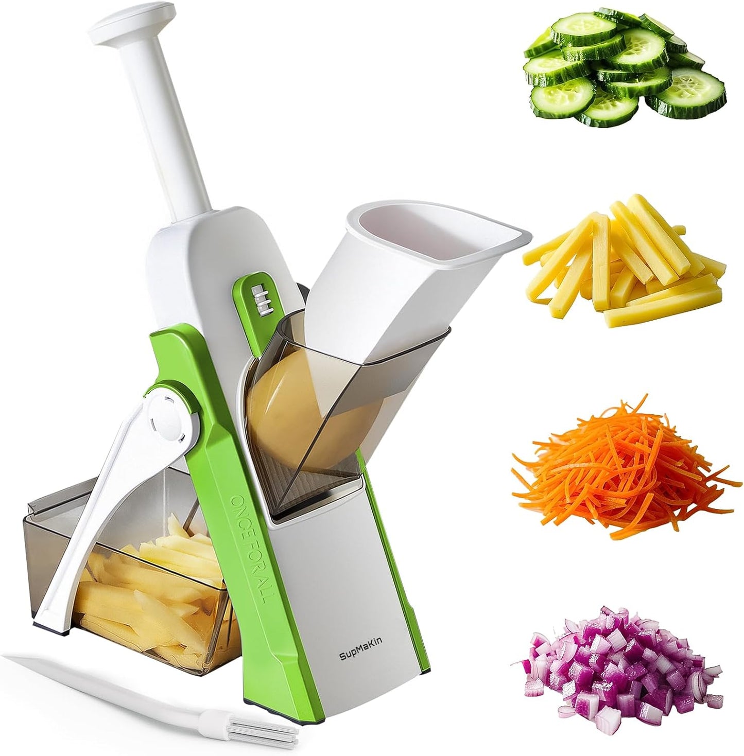 SupMaKin Safe Mandoline Slicer, Potato Slicer Maual Vegetable Chopper Adjustable Thickness Food Cutter, Kitchen Chopping Artifact for Cooking Meal Prep (Gray)