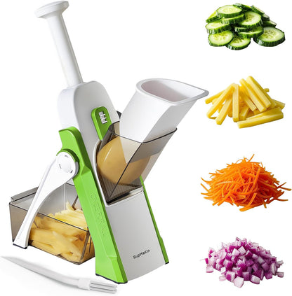 SupMaKin Safe Mandoline Slicer, Potato Slicer Maual Vegetable Chopper Adjustable Thickness Food Cutter, Kitchen Chopping Artifact for Cooking Meal Prep (Gray)